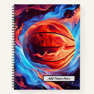 Moderne Coole Basketballfeuer- und Eisgestaltung Notizbuch