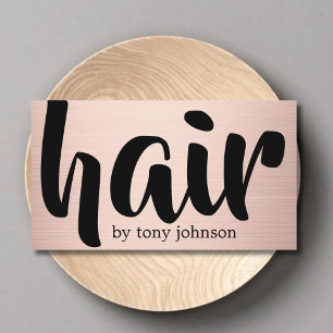 Moderne Coole Faux-Roségold-Schwarze Hairstylistin Visitenkarte