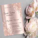 Moderne Coole Glitzer Tropfen Rose Gold Sweet 16 Einladung<br><div class="desc">Moderne,  schicke und glamouröse Sweet 16 mit Glitzer-Tropfen auf einem goldenen Hintergrund der Rose.</div>