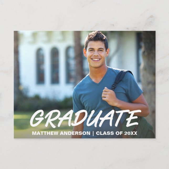 Moderne Coole Graduierungspartei Einladung Foto W (Vorderseite)