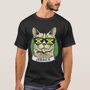 Moderne Coole Katze Jamaikas in Brille T-Shirt