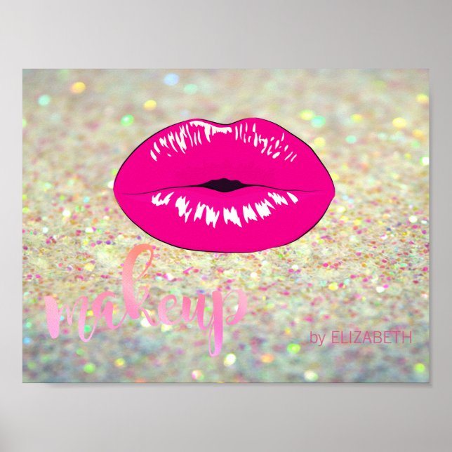Moderne Coole Lippen, Glitzer Makeup Künstler Poster (Vorne)