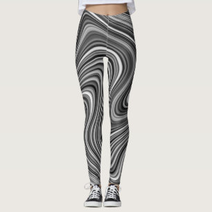 Moderne, Coole Schwarz-weiße Silver Grau Curvy Lin Leggings