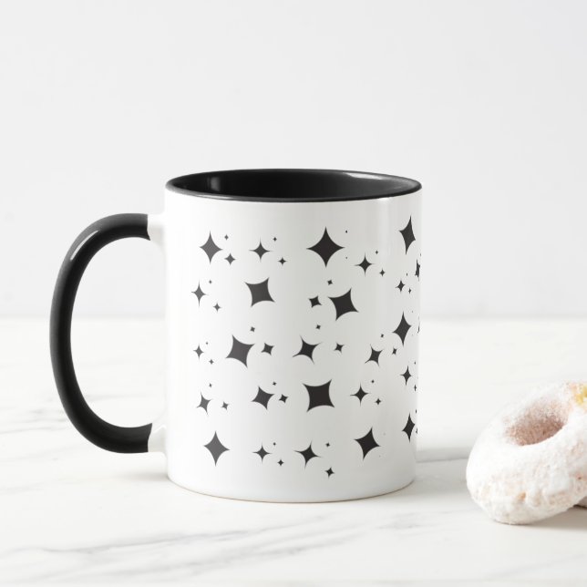 Moderne Coole Schwarze Sterne Wasserfarben Tasse (Mit Donut)