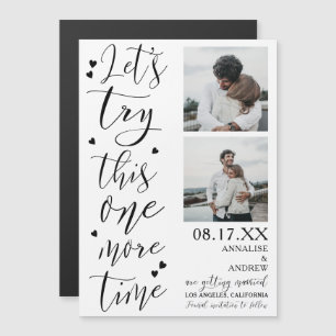 Moderne coole Skripte 2 Fotos lass Save the Date Magnetkarte