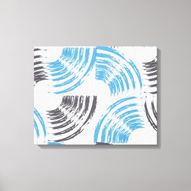 Moderne, coole, trendige, blaue abstrakte Pinselst Leinwanddruck (Vorderseite)