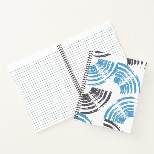 Moderne, coole, trendige, blaue abstrakte Pinselst Notizbuch (Innenseite)
