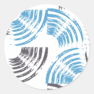 Moderne, coole, trendige, blaue abstrakte Pinselst Runder Aufkleber