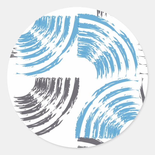 Moderne, coole, trendige, blaue abstrakte Pinselst Runder Aufkleber (Vorderseite)