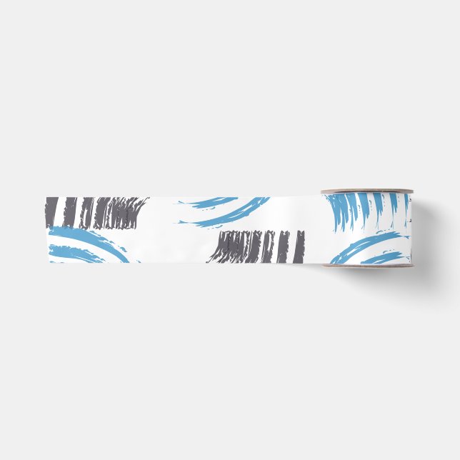 Moderne, coole, trendige, blaue abstrakte Pinselst Satinband (Vorderseite)