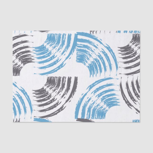 Moderne, coole, trendige, blaue abstrakte Pinselst Seidenpapier (Vorderseite)
