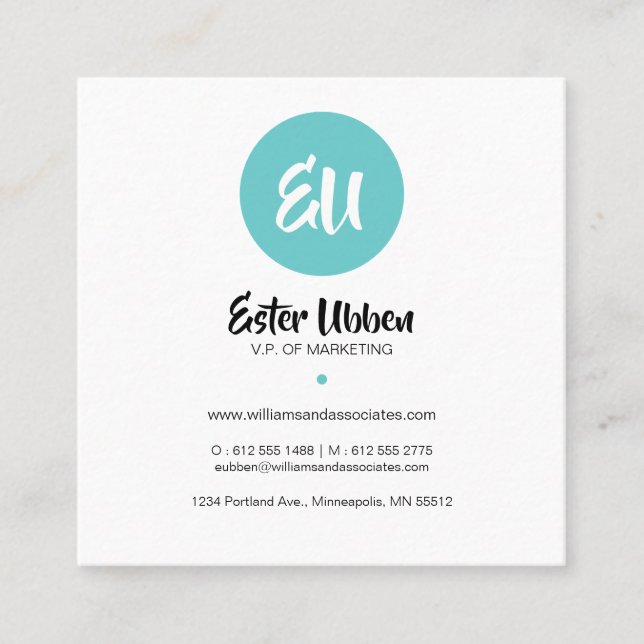 Moderne Coral & Blue Diamond Muster Business Card Quadratische Visitenkarte (Vorderseite)