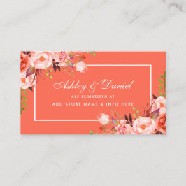 Moderne Coral Floral Wedding Card Begleitkarte