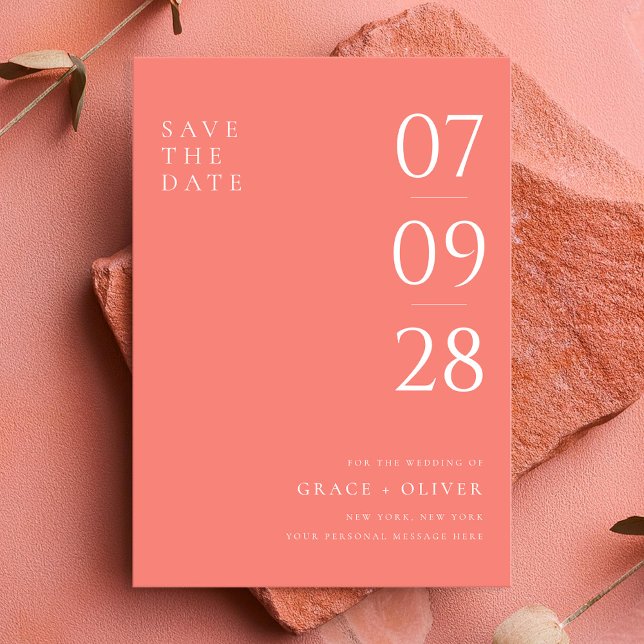 Moderne Coral Pink Elegante Hochzeit Save The Date (Von Creator hochgeladen)