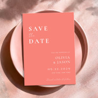 Moderne Coral Pink Minimal Hochzeit