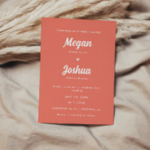 Moderne Coral Pink Script Hochzeit