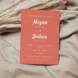 Moderne Coral Pink Script Hochzeit Einladung