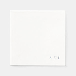 Moderne Corner Initials "to" Wedding Dusty Blue Serviette