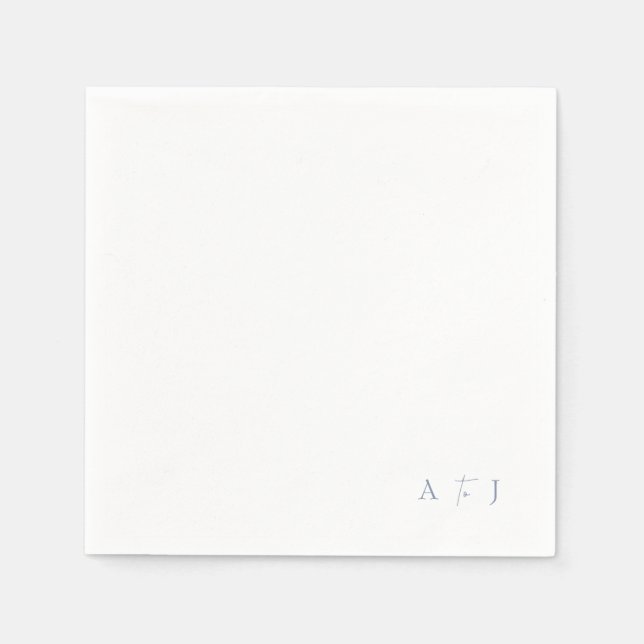 Moderne Corner Initials "to" Wedding Dusty Blue Serviette (Vorderseite)