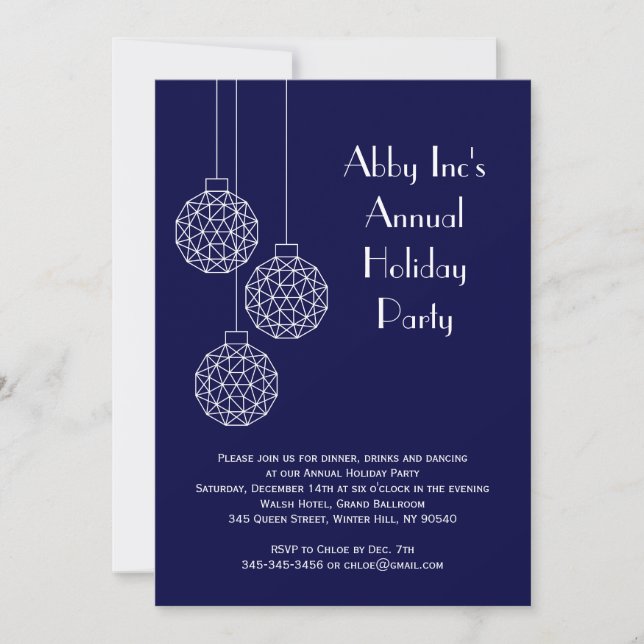 Moderne Corporate Holiday Party Blue Einladung (Vorderseite)