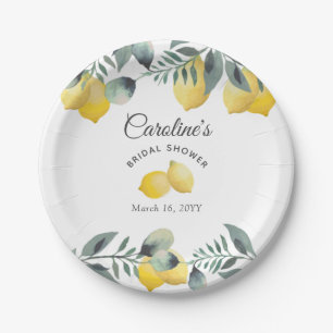 Moderne Country Lemons Boho Grünzeug Brautparty Pappteller