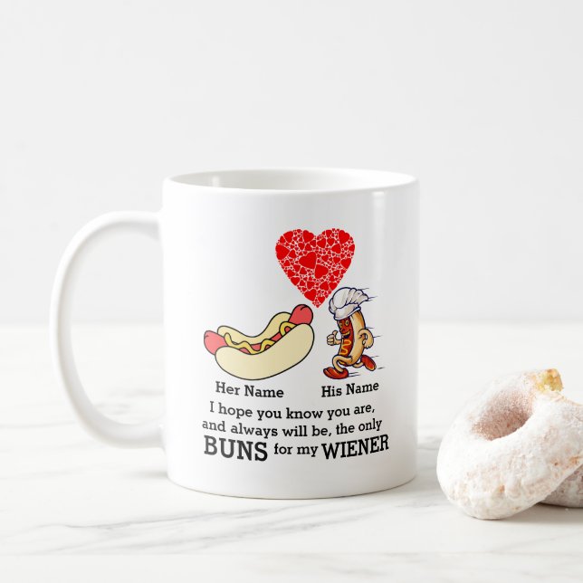 Moderne Coupons und Dackel lieben Gewohnheiten Kaffeetasse (Mit Donut)