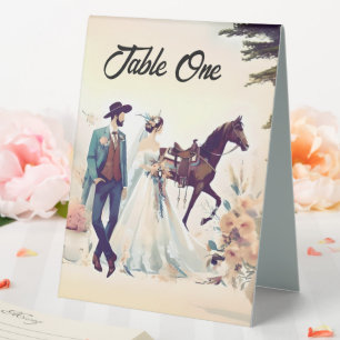 Moderne Cowboy-Braut-Western-Hochzeit Tischaufsteller