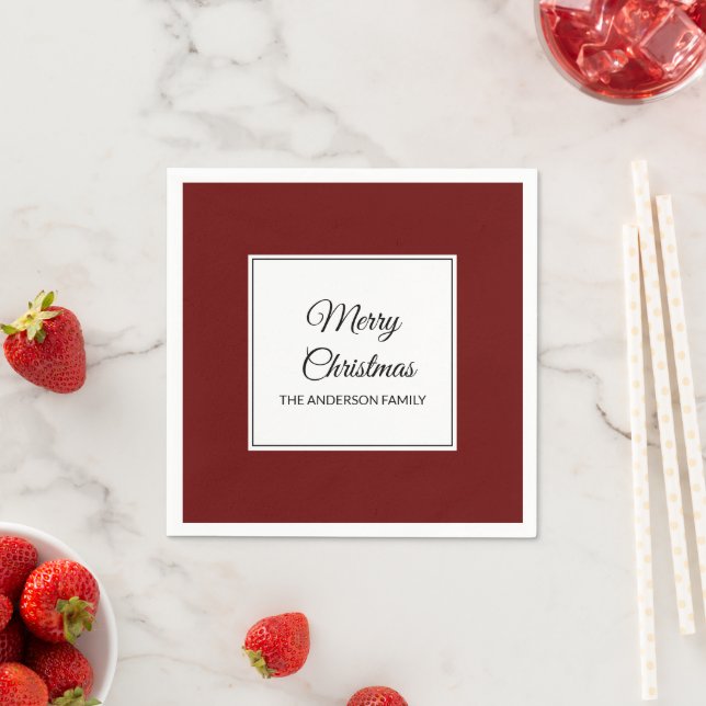 Moderne Cranberry roter Weihnachtsfest Serviette (Beispiel)