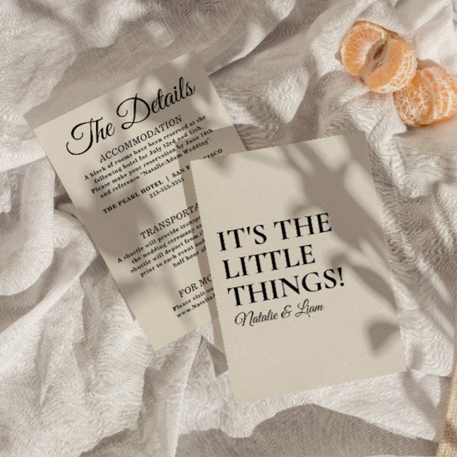 Moderne Cream Black Funky Retro Hochzeitdetails Begleitkarte (Von Creator hochgeladen)