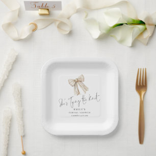Moderne Cream Bow verbindet das Brautparty des Kno Pappteller