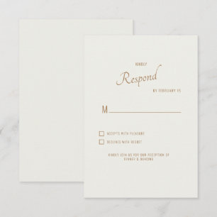 Moderne Cream-Schriftart Hochzeits-RSVP RSVP Karte