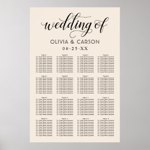 Moderne Cream- und Schwarz-Schrift Hochzeitsbestuh Poster