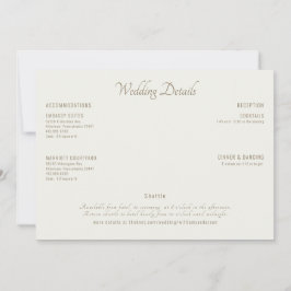 Moderne Cream Wedding Details II Einladung