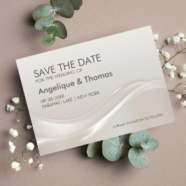 Moderne Cream Wedding rettet das Datum Save The Date