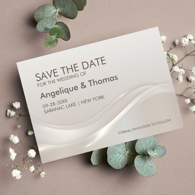 Moderne Cream Wedding rettet das Datum Save The Date (Von Creator hochgeladen)