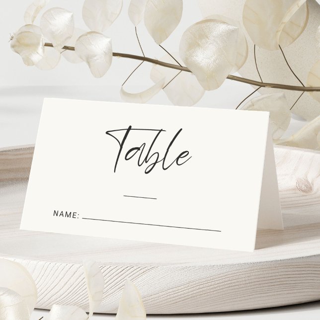 Moderne Cream Wedding Tischnummer Platzkarte (Von Creator hochgeladen)