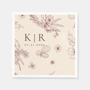 Moderne Creme Floral Wedding Serviette