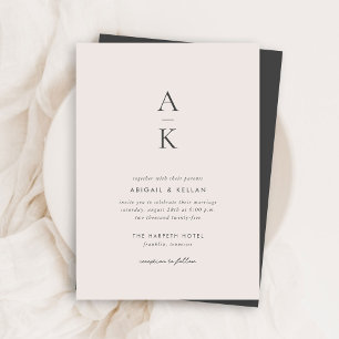 Moderne Creme Gray Monogram Mix Match Wedding Einladung