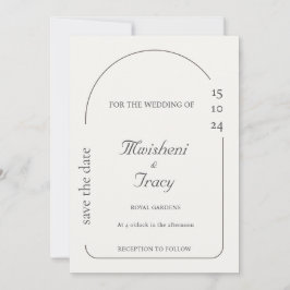 Moderne Creme Minimalistisch Wedding Einladung