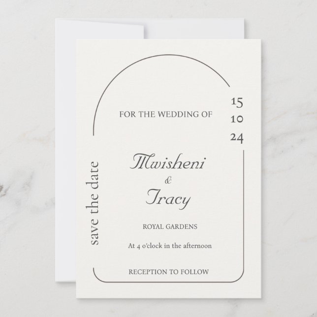 Moderne Creme Minimalistisch Wedding Einladung (Vorderseite)