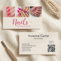 Moderne Creme-Pink-Schrift 3 Foto-Nagel-QR-Code
