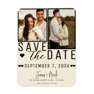 Moderne Creme-Rettung zum Hochzeitstermin 2 Fotos Magnet