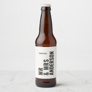 Moderne creme schwarz minimale kühn einfache Hochz Bierflaschenetikett