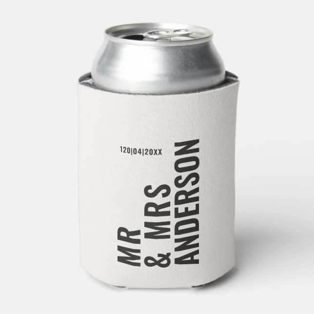 Moderne creme schwarz minimale kühn einfache Hochz Dosenkühler (Kanne Vorderseite)