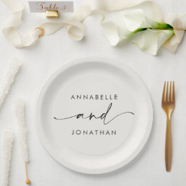 Moderne creme schwarz minimale zeitgenössische Hoc Pappteller