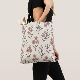Moderne Creme- und Staubrose-Blumentasche Tasche