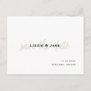 Moderne Creme- und weiße einfache Hochzeit - Termi Postkarte