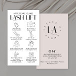 Moderne Creme & White Elegante Lash Lift Aftercare Visitenkarte<br><div class="desc">Erstellen Sie individuelle Lash-Salon-Aftercare-Karten, um Ihren Kunden nach der Behandlung mit dieser modernen Lash Lift & Tint Betreuungskarte zu versorgen. Diese moderne Wimpern-Curl nach der Pflegekarte beinhaltet Icons, Creme und Weiß sowie trendige Schriftart. Elegantes Design für Lashes und Packungen mit Platz für Ihr Logo und Ihre Kontaktdetails, eine großartige Ergänzung...</div>