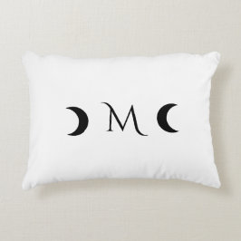 Moderne Crescent Moons weiß und schwarz Monogramm Dekokissen