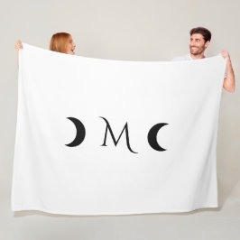 Moderne Crescent Moons weiß und schwarz Monogramm Fleecedecke